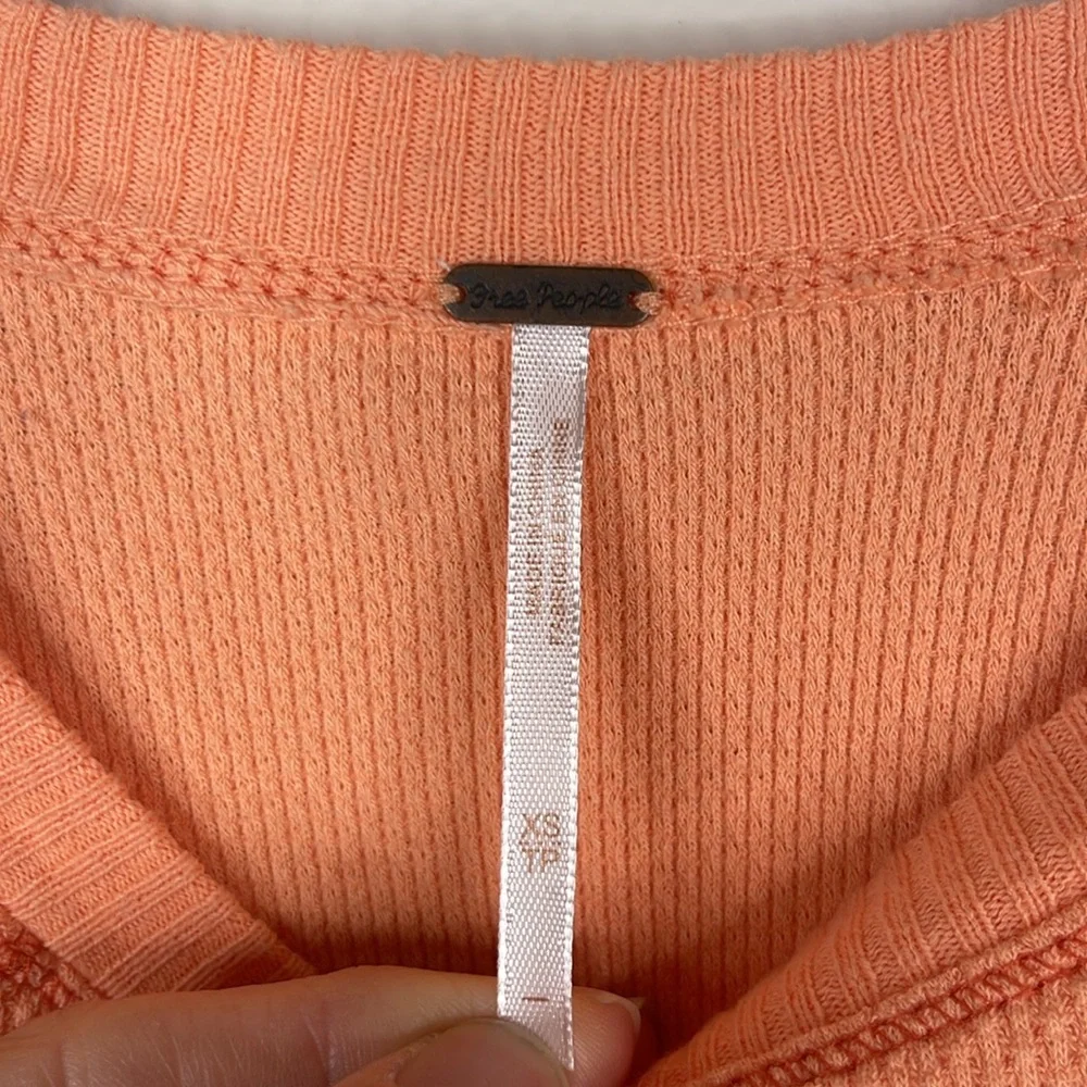 Free People in The Mix Cuff Thermal Top Desert Orange Combo Size XS